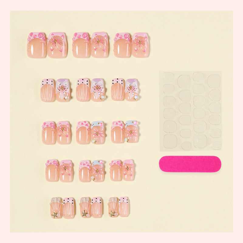 Decorative Press-On Nail Art Kit with Floral and Gem Accents kalsten