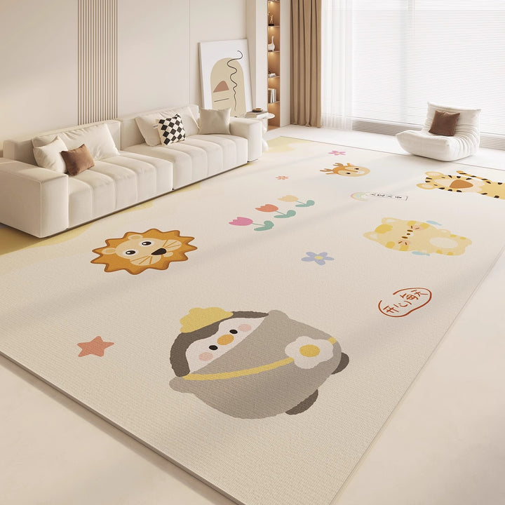 Cartoon-Themed Plush Area Rug for Living Room