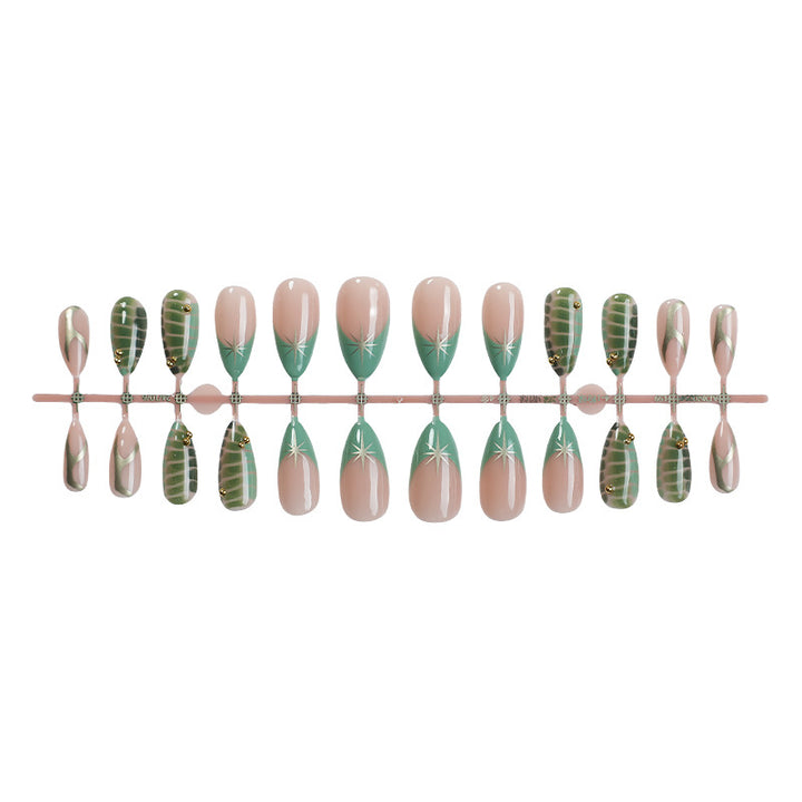 Decorative Press-On Nail Set with Unique Leaf and Ombre Designs kalsten