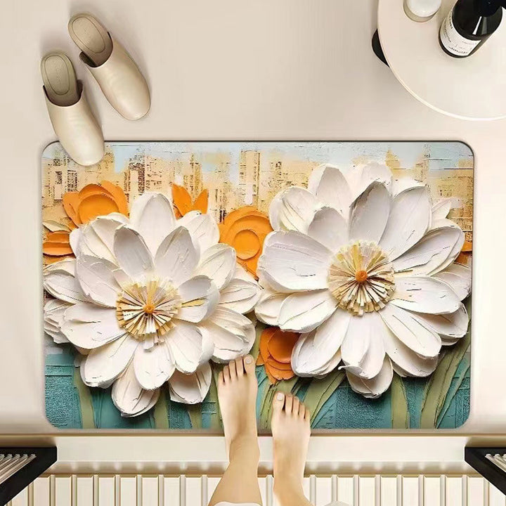 Floral-Themed Memory Foam Bathroom Mat Kalsten