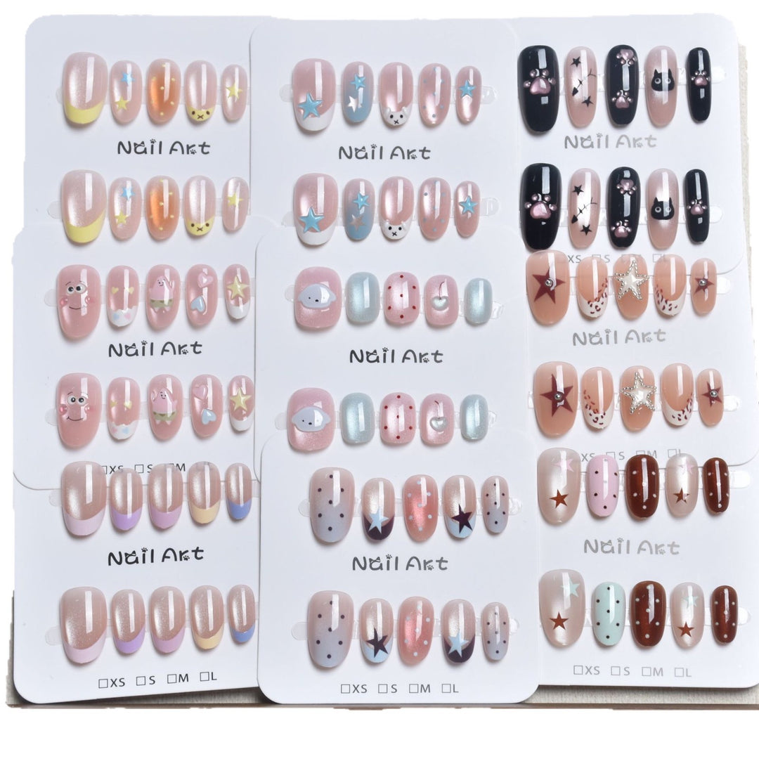 Artistic Star-Embellished Press-On Nail Set Kalsten