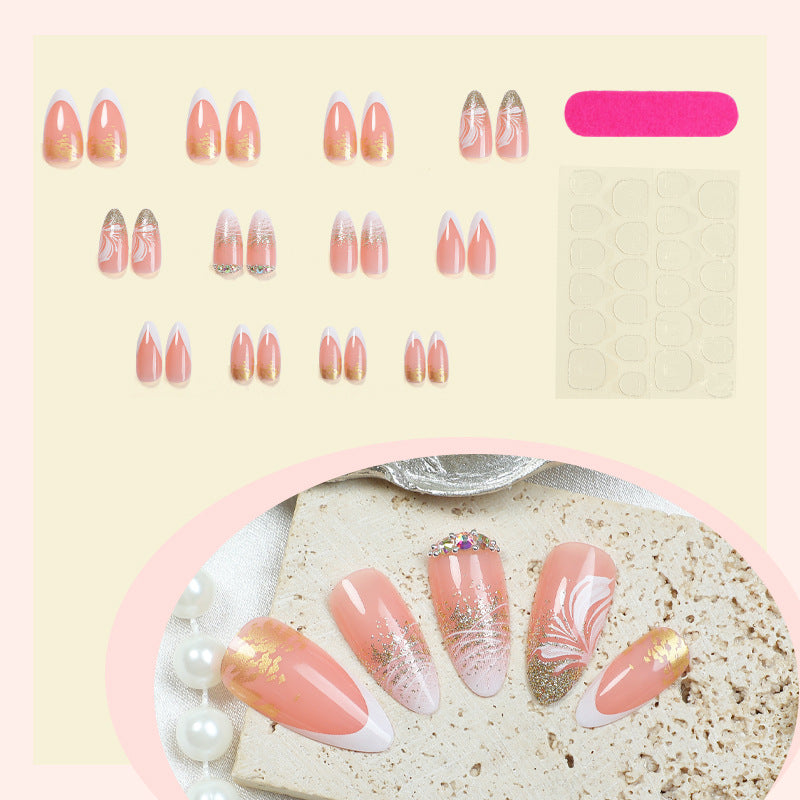 Artificial nail set with glamorous floral and glitter decorations Kalsten