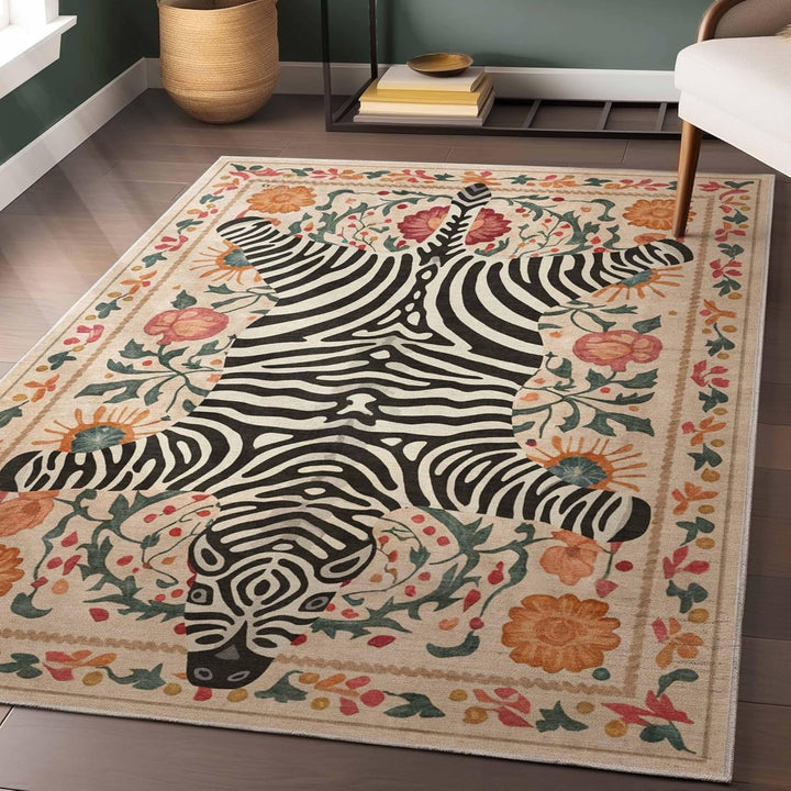 Artistic Zebra Print Area Rug for Modern Interiors