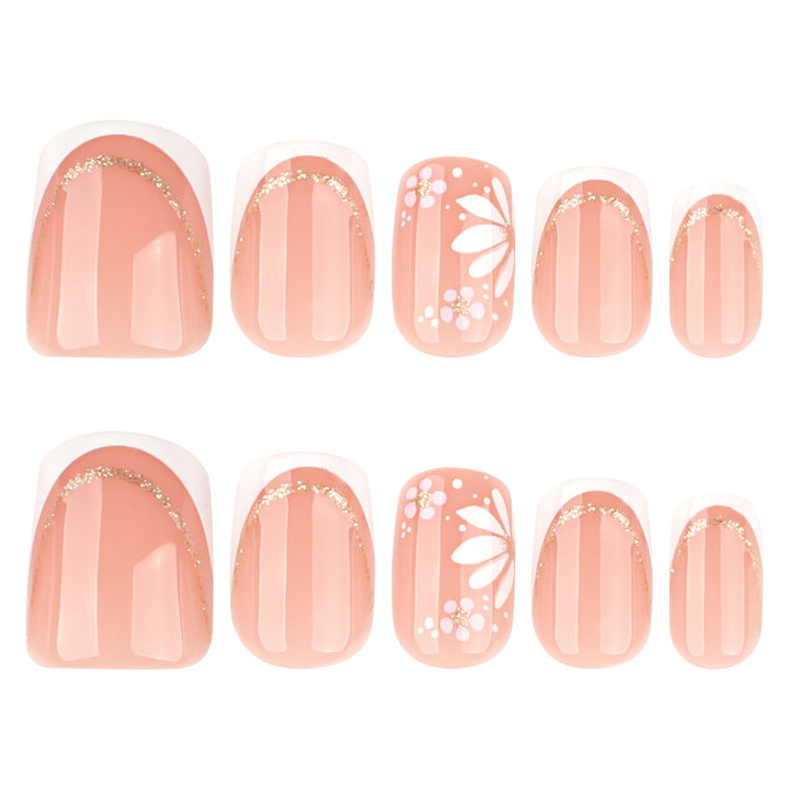Artistic nail extensions with floral design and elegant accents Kalsten
