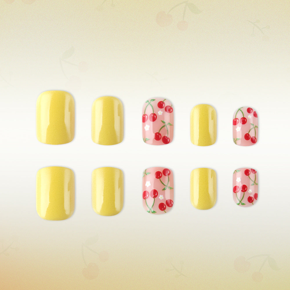 Artistic Cherry-Themed Gel Nail Art Kalsten