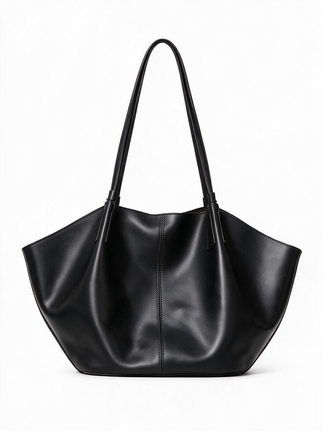Slouchy Sculptural Open-Top Shoulder Tote with Center Seam