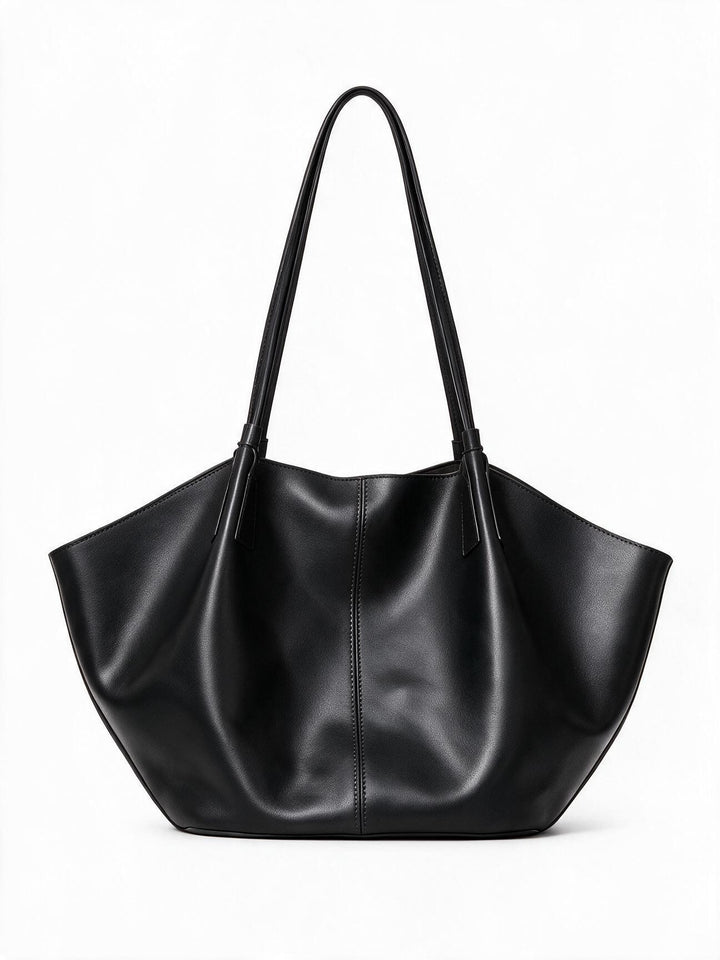 Slouchy Sculptural Open-Top Shoulder Tote with Center Seam