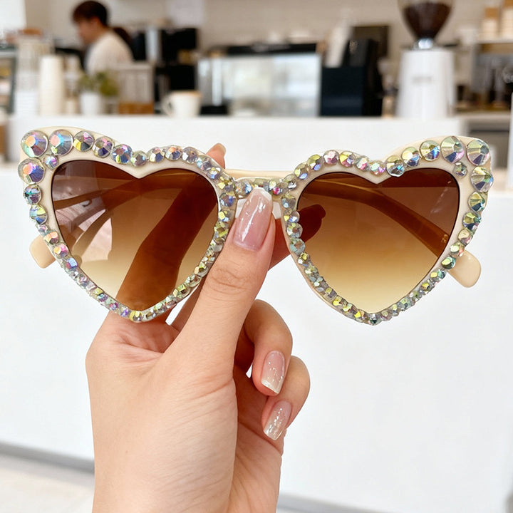 Rhinestone Heart-Shaped Sunglasses Kalsten