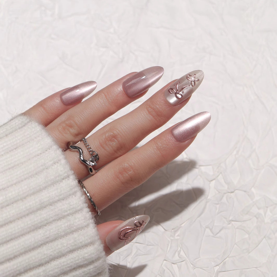 Elegant Stiletto Press-On Nails with Floral Design Kalsten