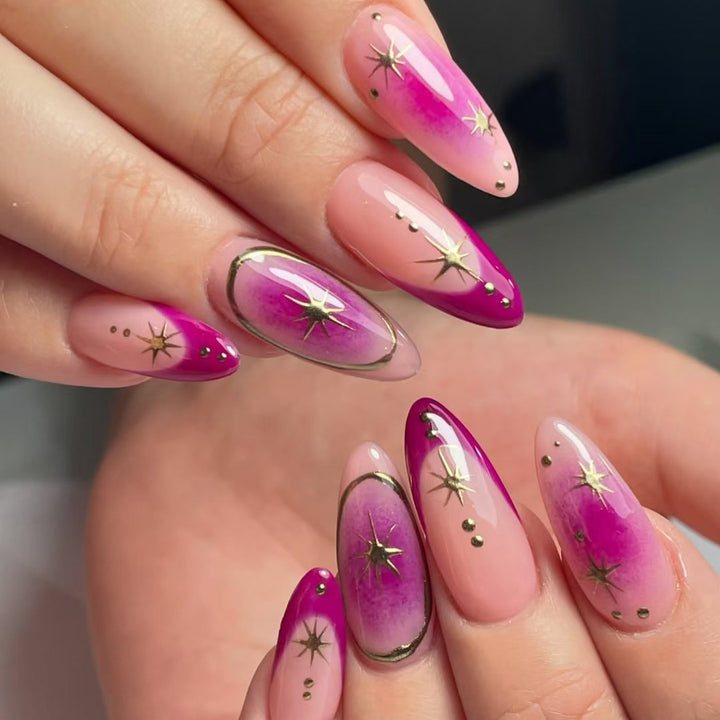 Elegant Star-Embellished Gel Nail Art