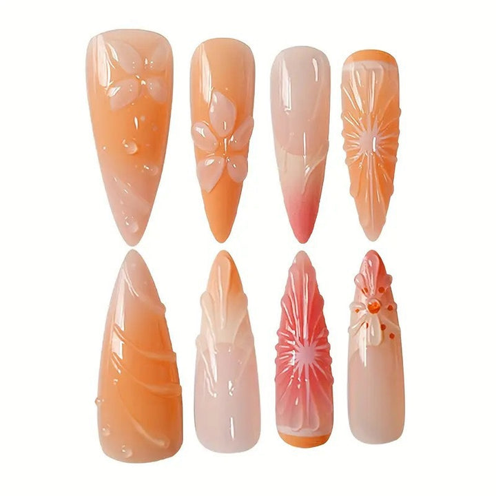 Exquisite Floral Press-On Nail Art Kalsten