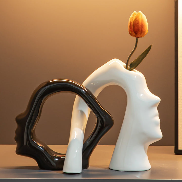 Artistic Face Shaped Flower Vase for Home Decor