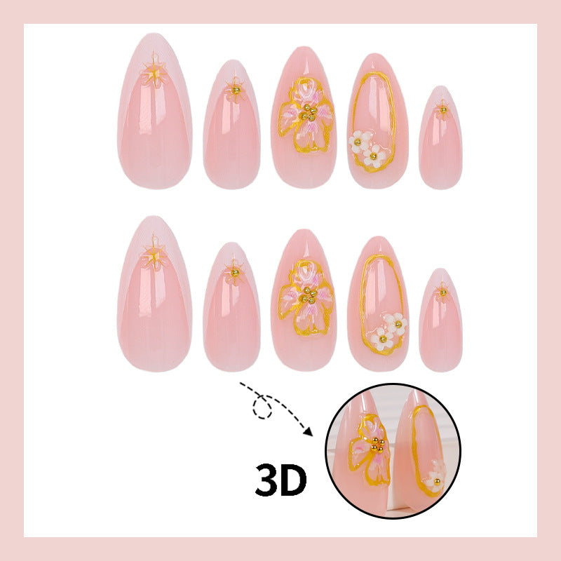 Artificial nail set with elegant floral and glamorous details Kalsten