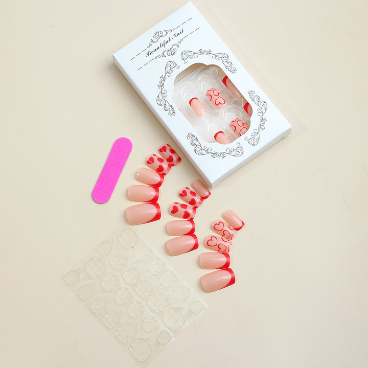 Creative Heart-Themed Press-On Nail Design kalsten