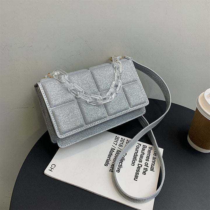 Textured Chain-Handled Evening Handbag