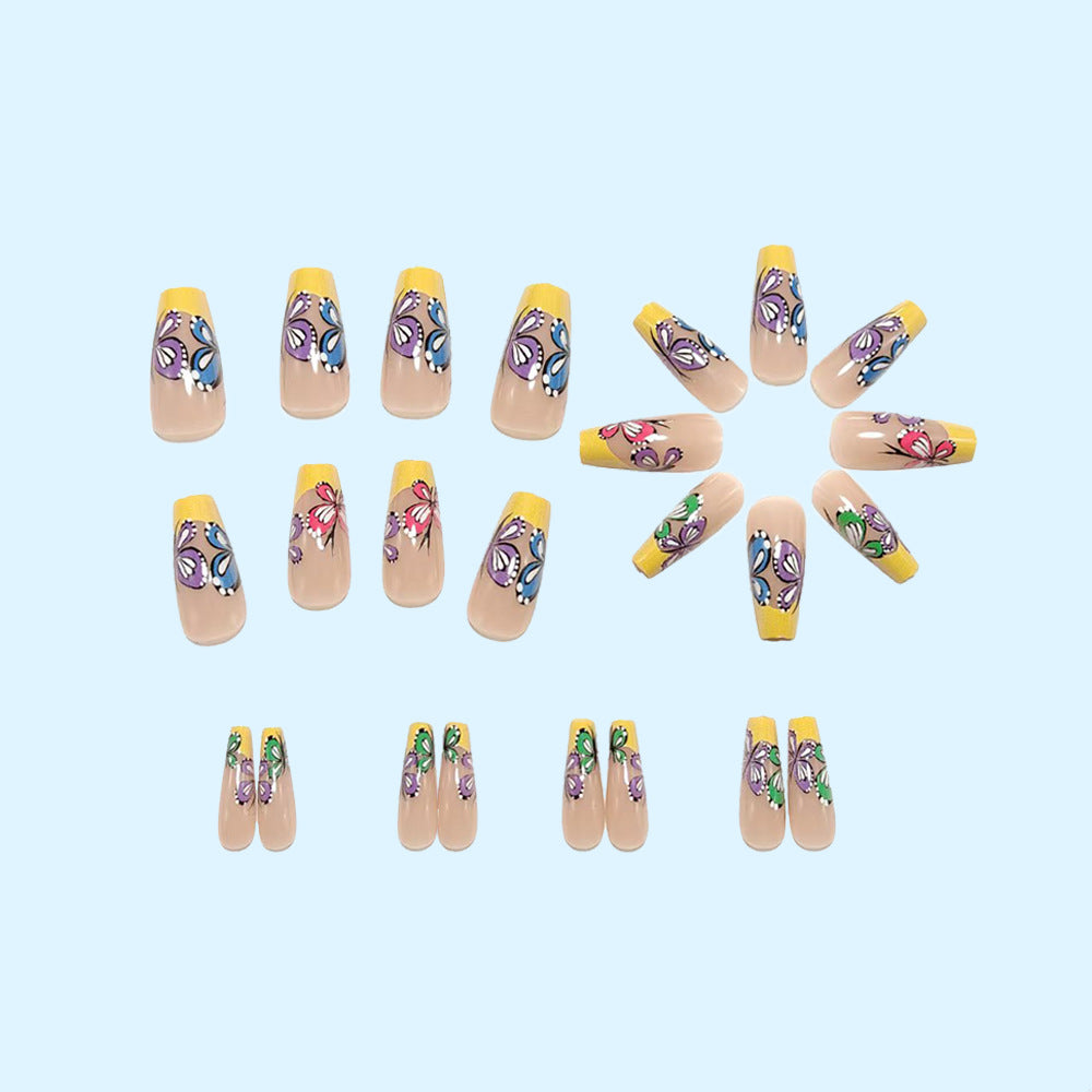 Colorful artificial nails with butterfly design Kalsten