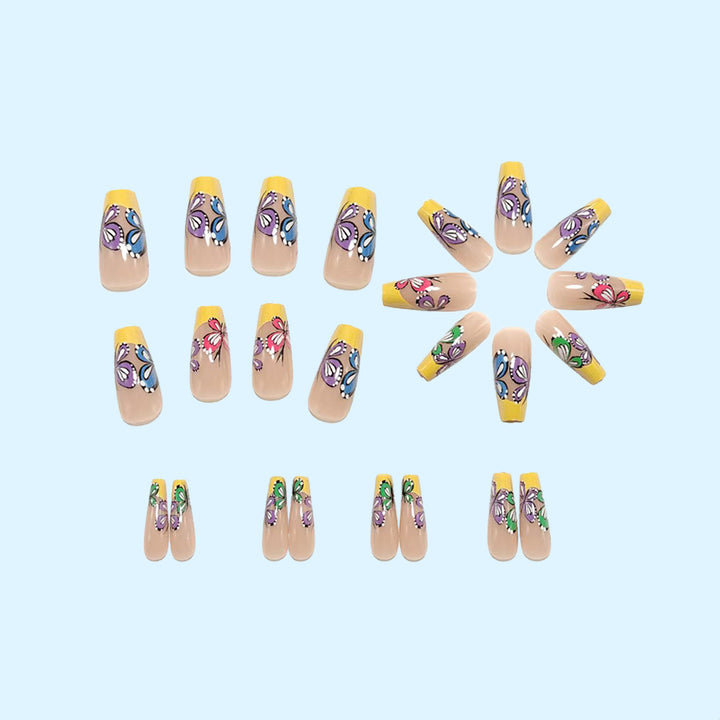Colorful artificial nails with butterfly design Kalsten