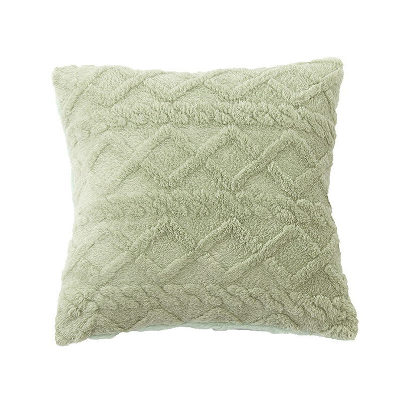 Square bouclé decorative cushion cover with soft teddy texture and concealed zipper Kalsten