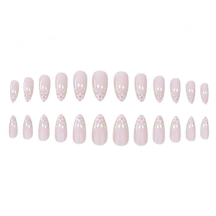 Elegant Floral French Tip Nail Art Extensions Kalsten