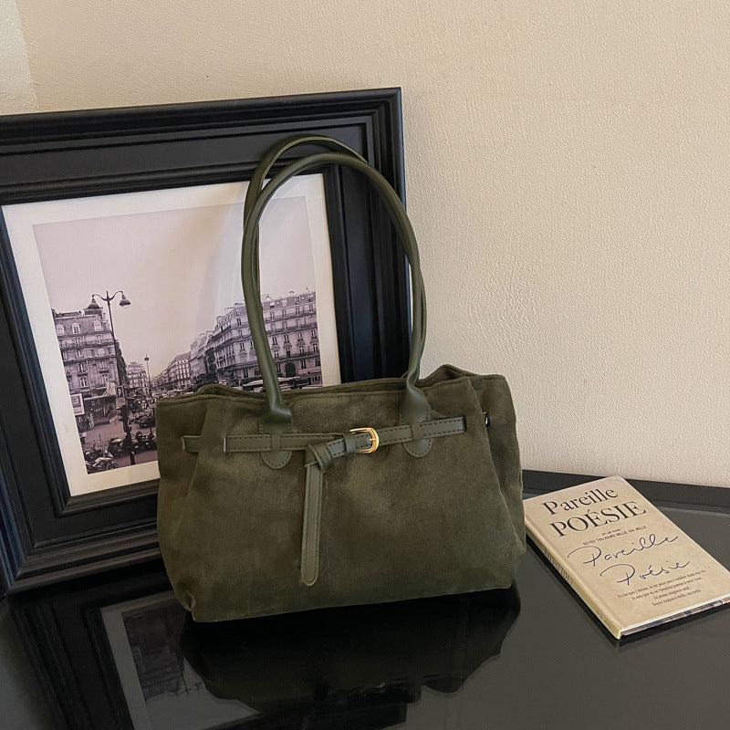 Suede Finish Everyday Handheld Bag