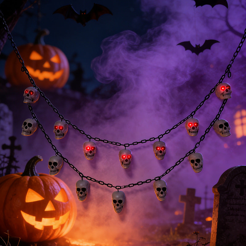 Creepy Halloween string lights with skulls