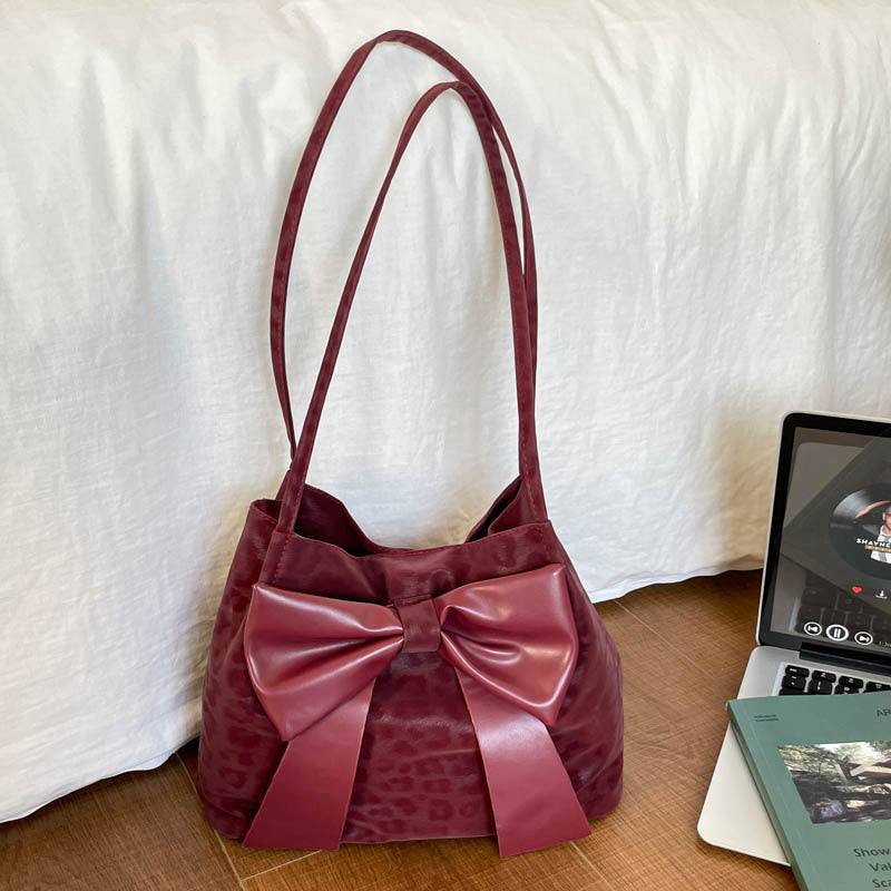 Chic Bow-Accent Bucket Handbag