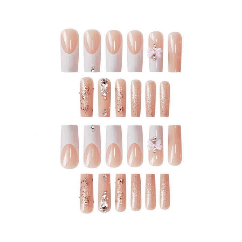 Artistic 3D Bow and Gemstone Press-On Nails Kalsten