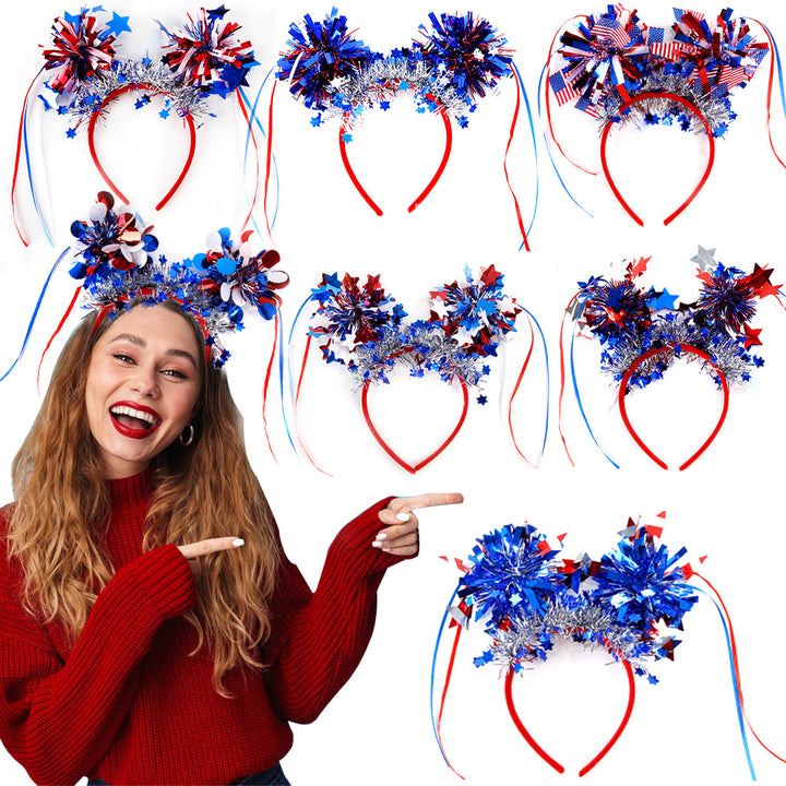 Unisex nan glittering party headband with tinsel pom-poms and star decoration Kalsten