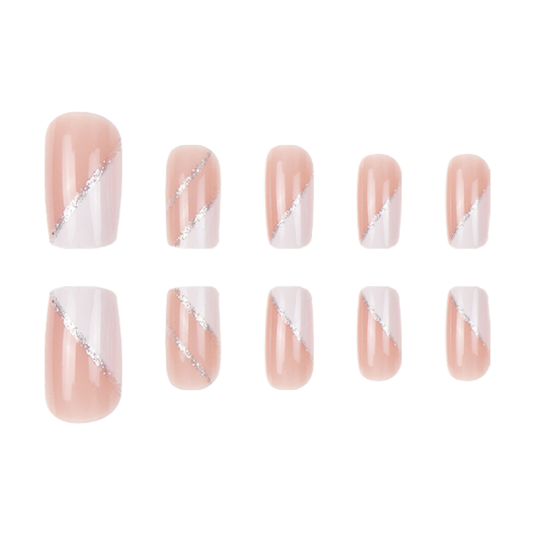 Elegant French Tip Stiletto Press-On Nails with Glitter Accents Kalsten