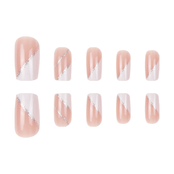 Elegant French Tip Stiletto Press-On Nails with Glitter Accents Kalsten
