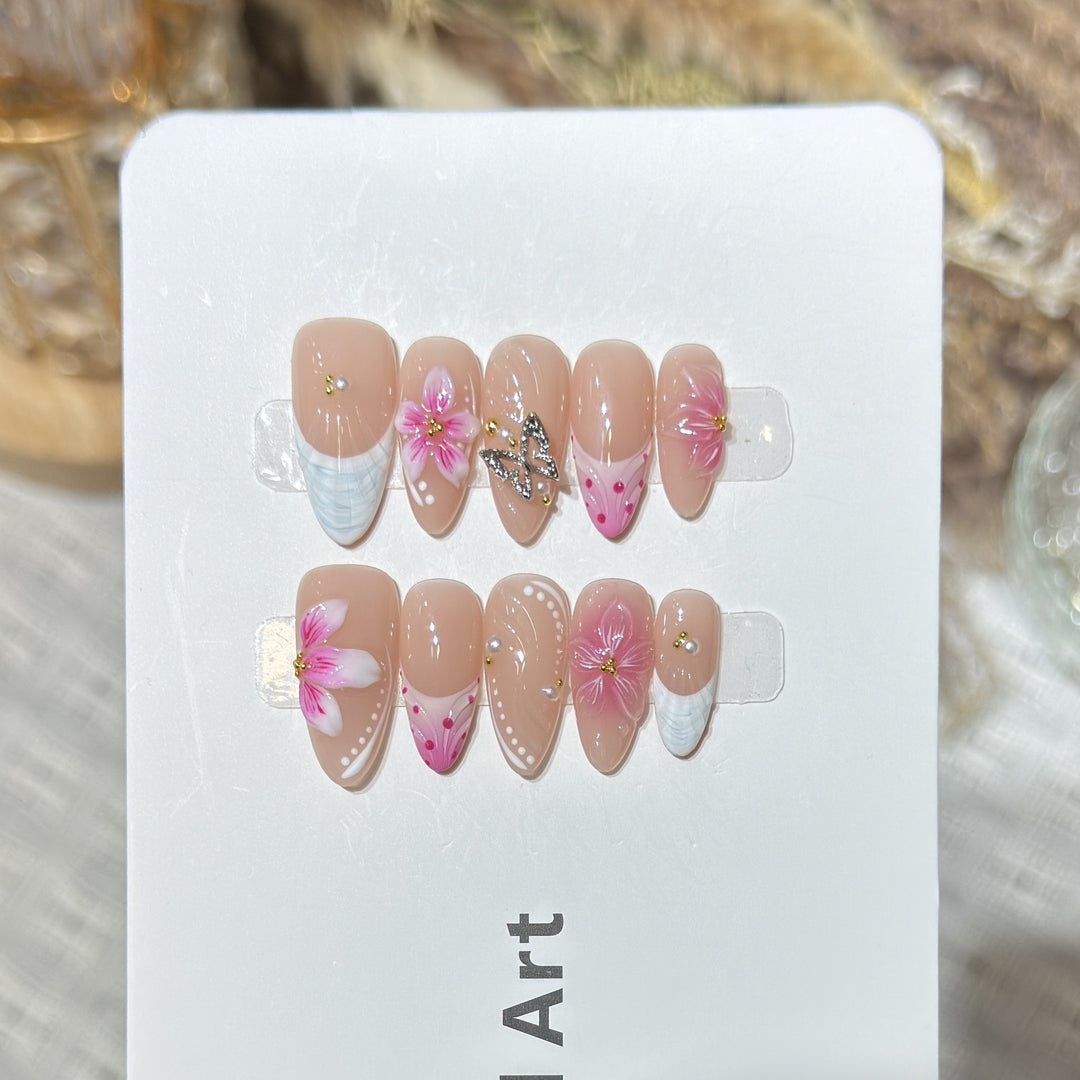 Floral Accent Press-On Nail Art Set Kalsten