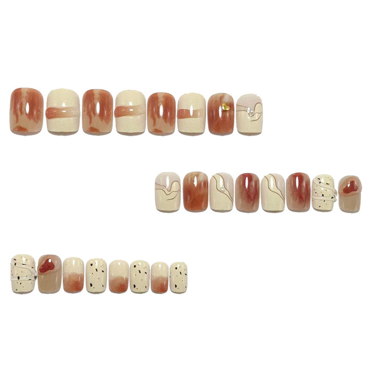Artificial Nail Set with Marbled Design and Glitter Effects Kalsten
