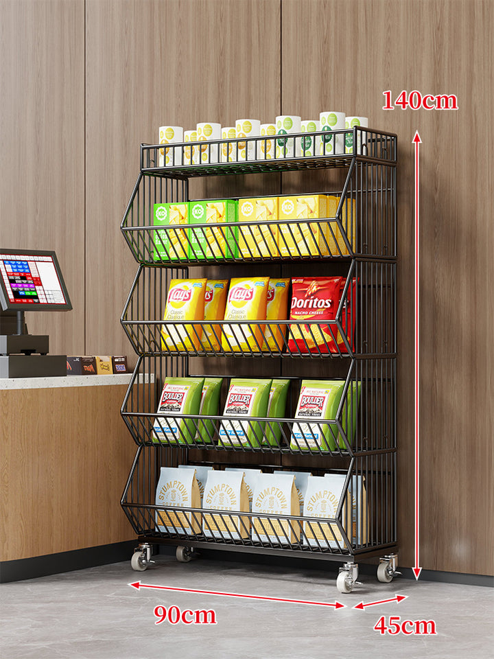 Three-Tier Mobile Wire Basket Organizer Cart