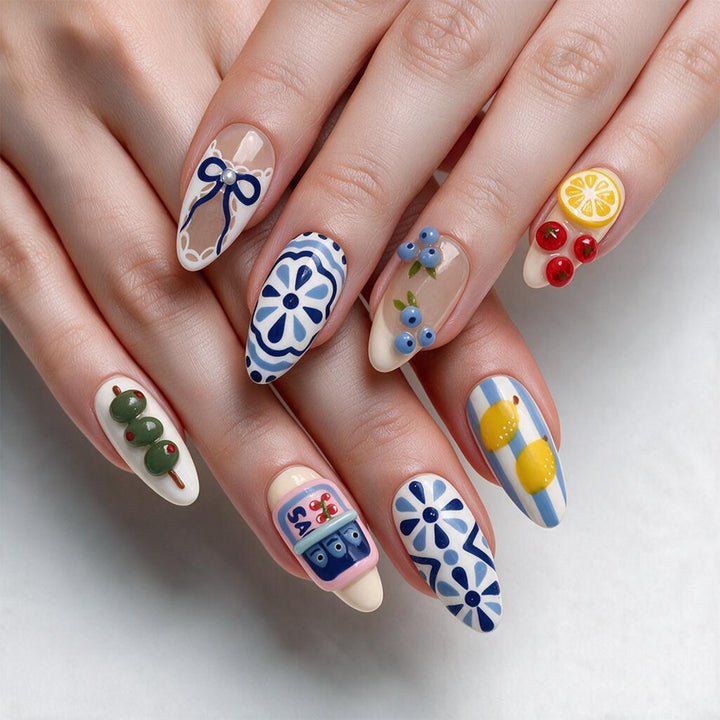 Artistic acrylic nails with unique designs Kalsten