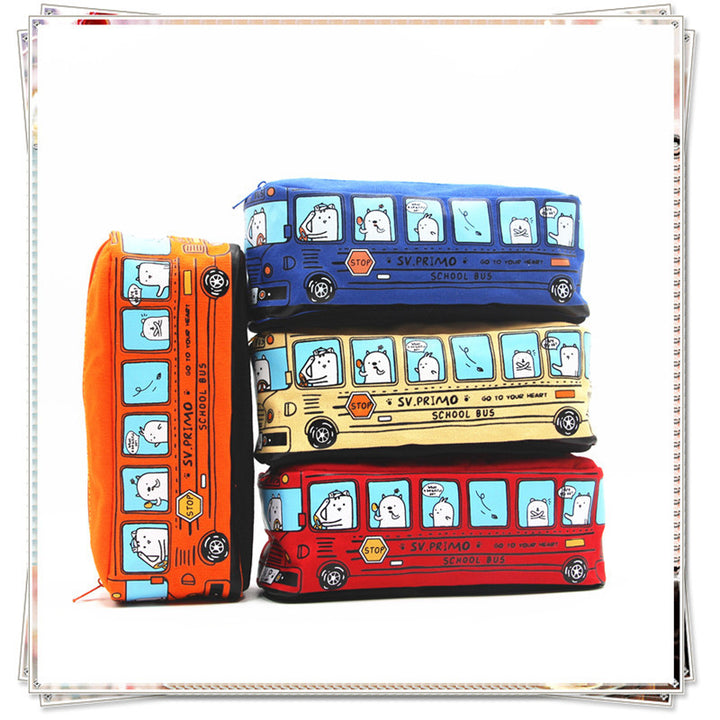 Fun Cartoon School Bus Zippered Pencil Case Kalsten