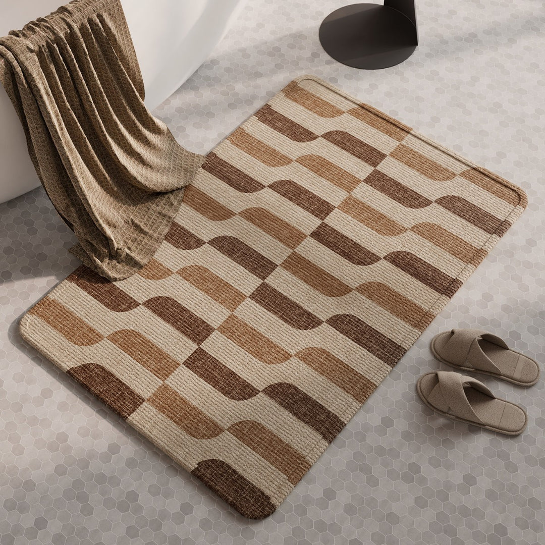 Soft Linen Textured Bathroom Mat