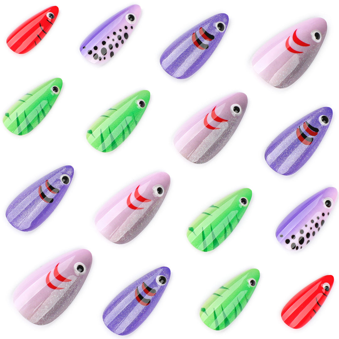 Artful Nail Extensions with Playful Fish Design Kalsten