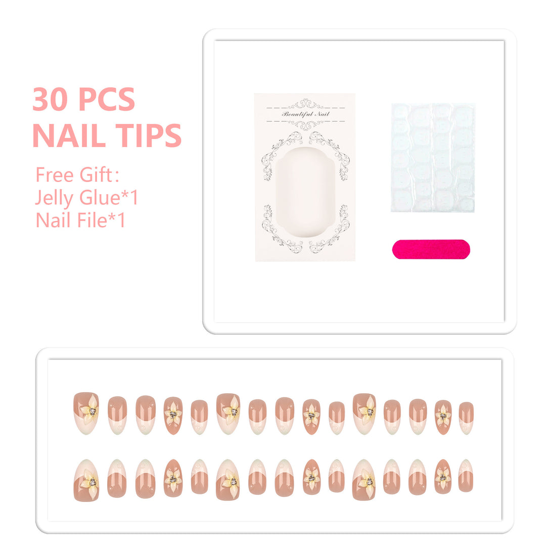 Floral Embellished Press-On Nail Design