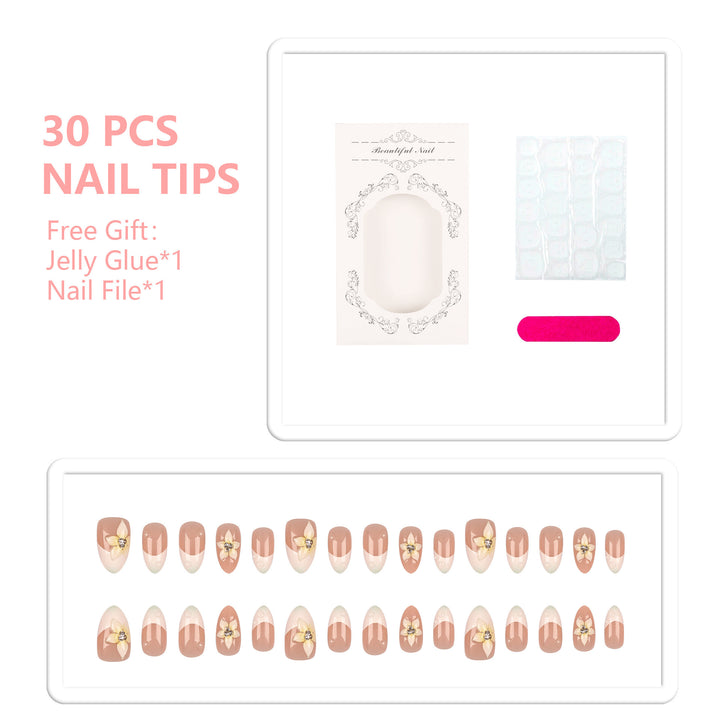 Floral Embellished Press-On Nail Design