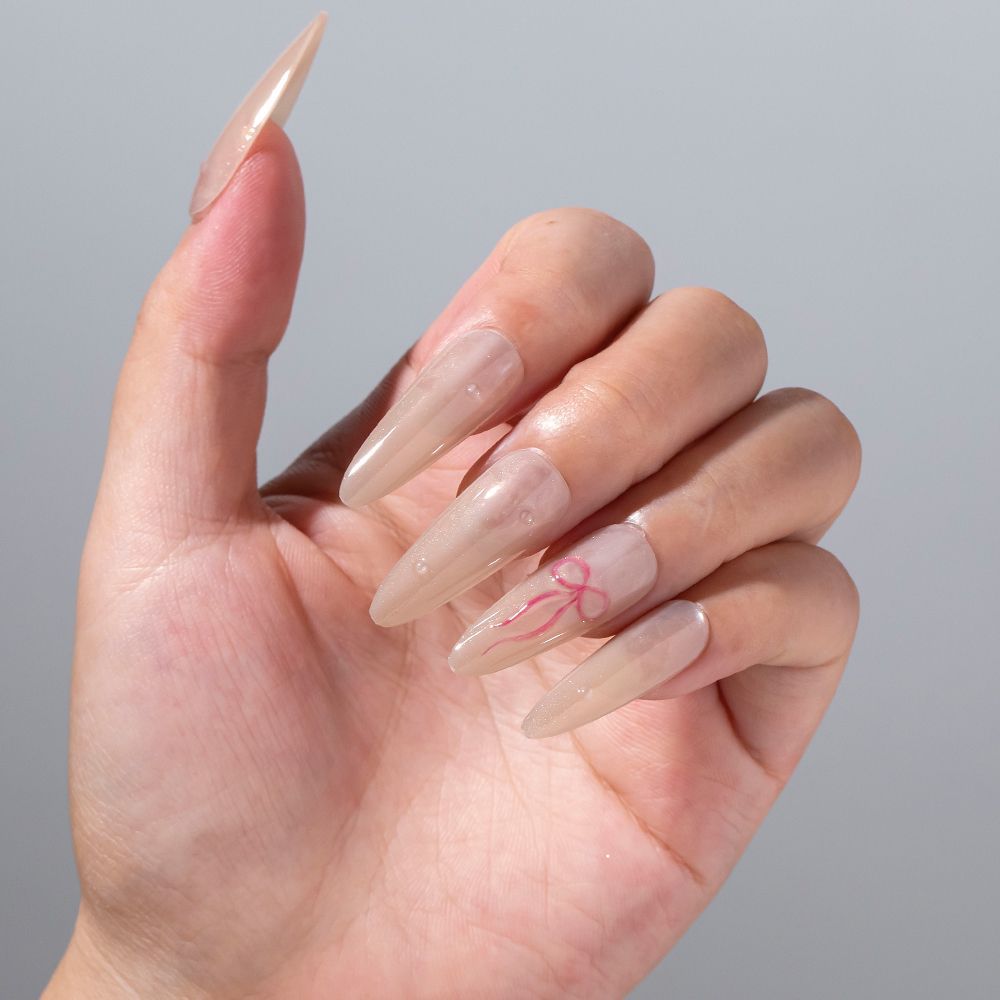 Elegant Stiletto Press-On Nail Set with Bow Accents Kalsten