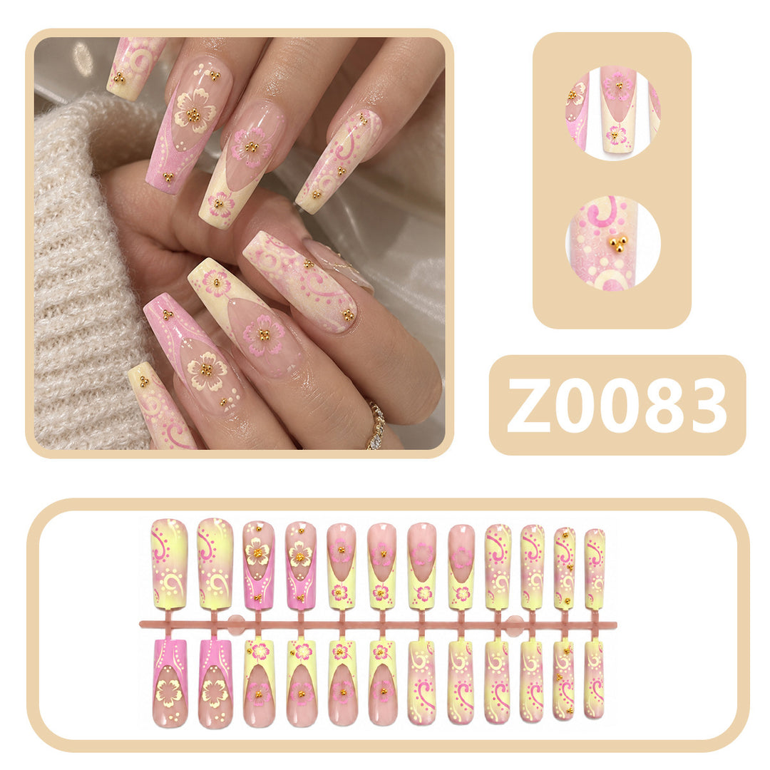 Floral Decorative Press-On Nail Design