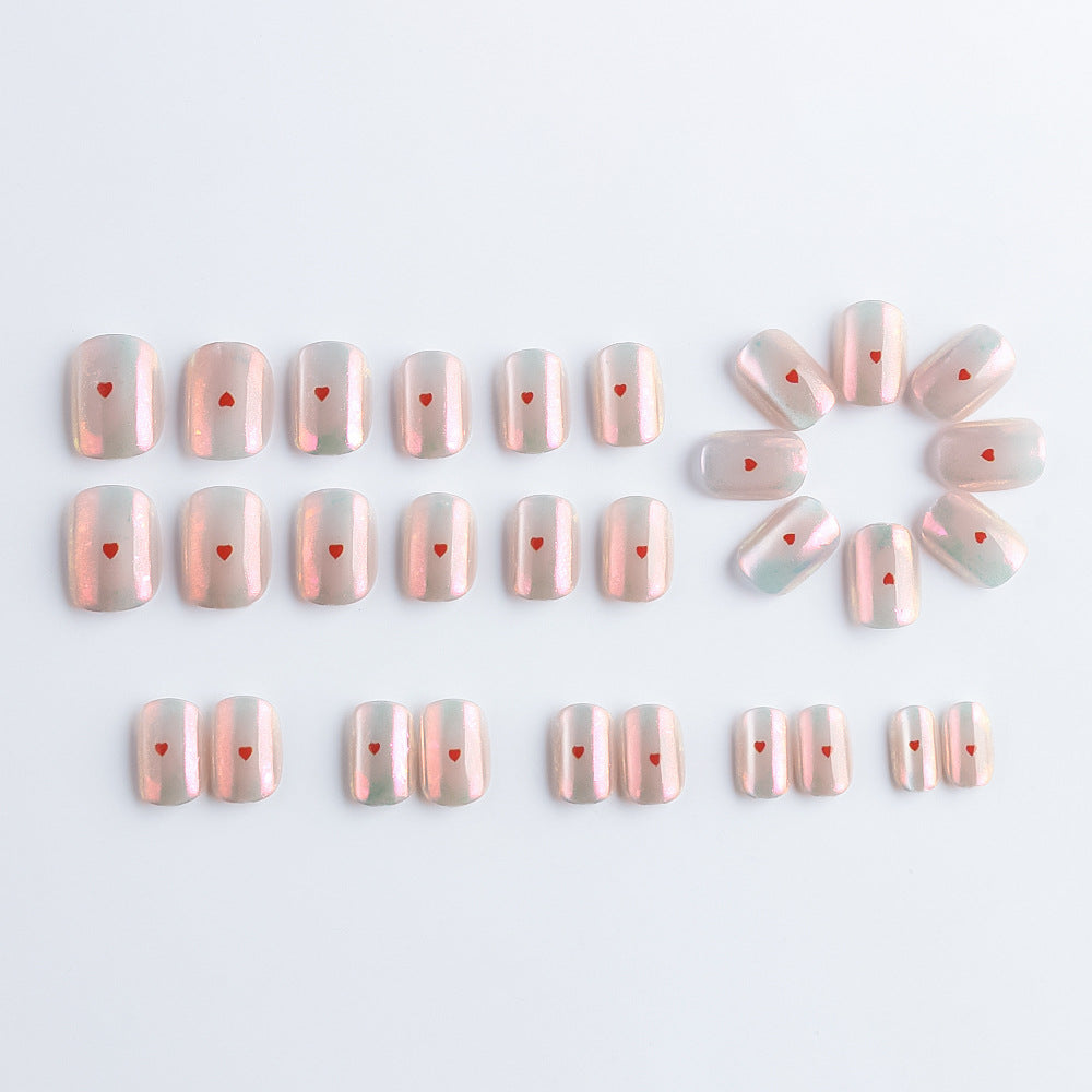 Heart-Embellished Gel Nail Art Kalsten