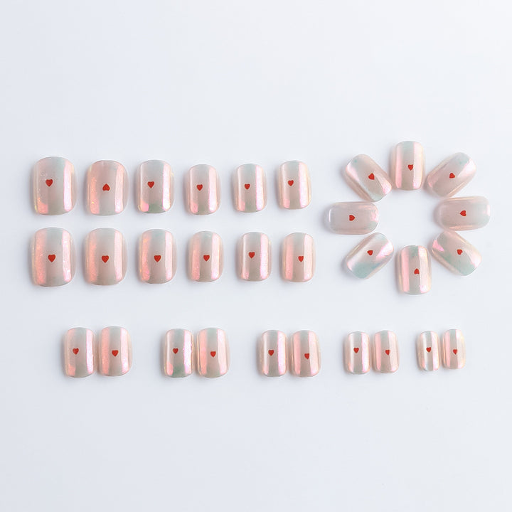 Heart-Embellished Gel Nail Art Kalsten