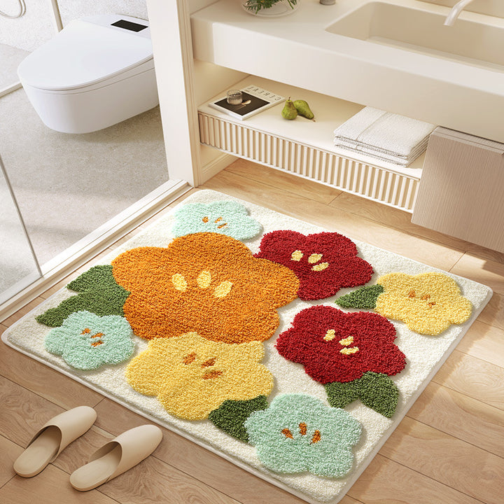 Floral Patterned Plush Bath Mat Kalsten