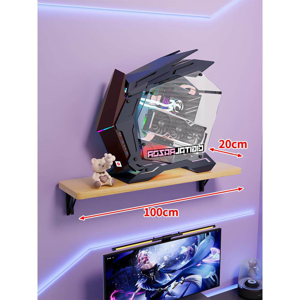 Wall-Mount Floating Shelf for Mid-Tower Gaming PC with Reinforced Brackets