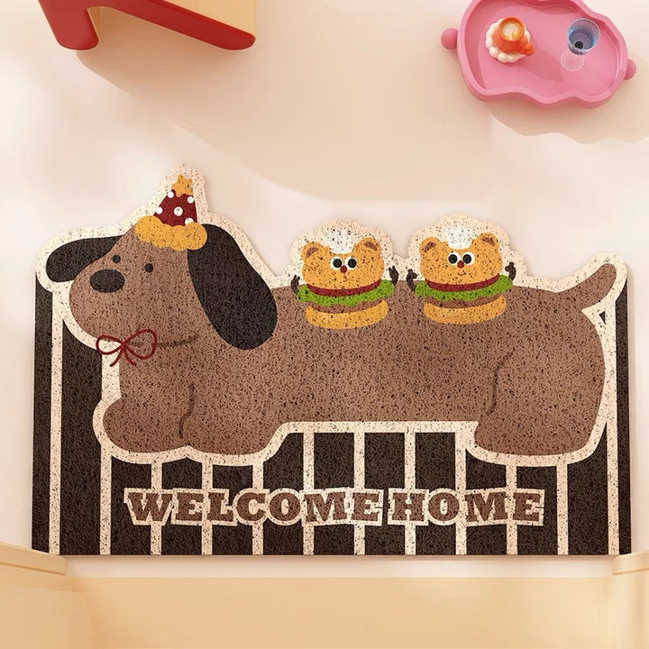 Playful Dog-Themed Welcome Mat