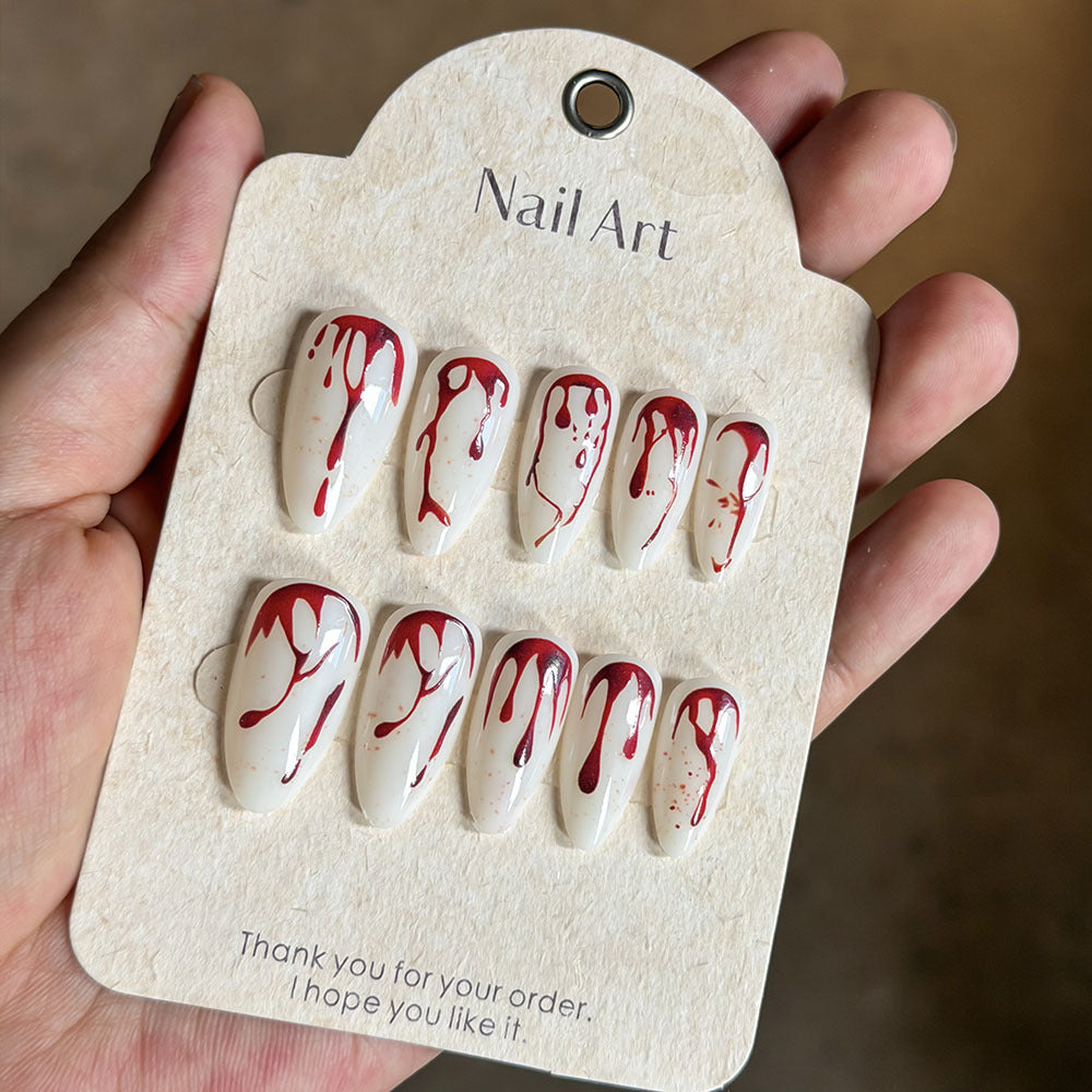 Artistic Abstract Blood-Splattered Press-On Nails Kalsten
