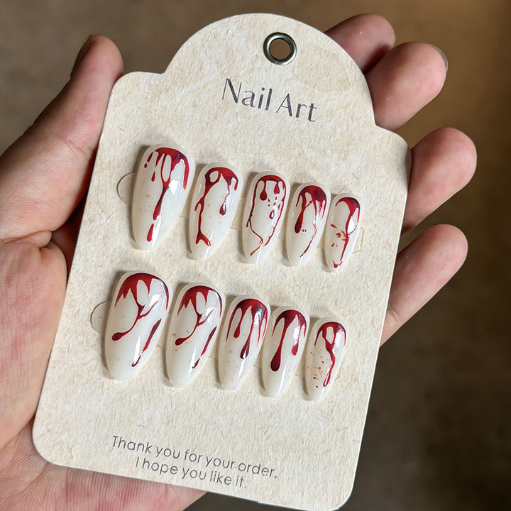 Artistic Abstract Blood-Splattered Press-On Nails Kalsten