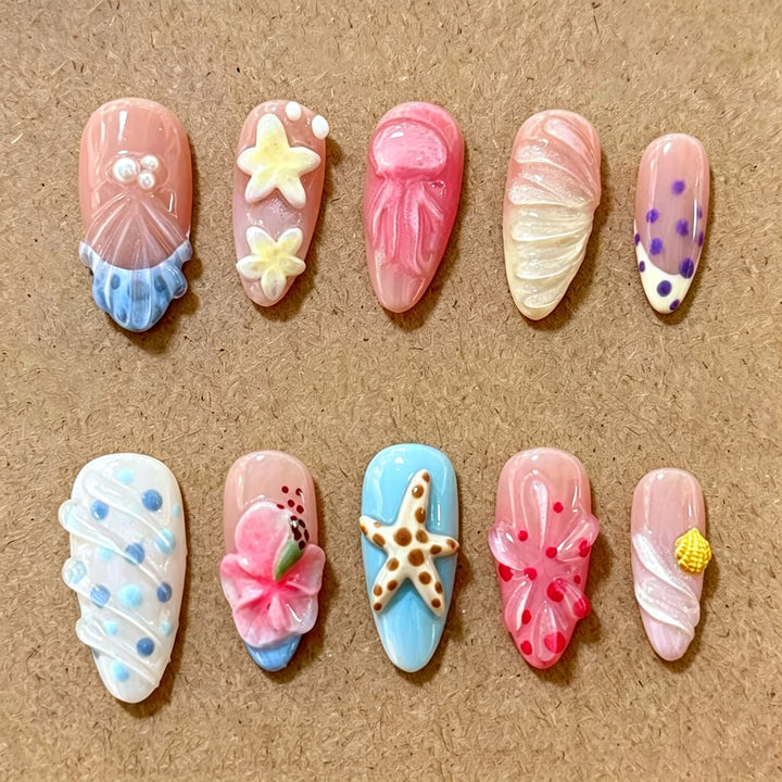Beach-Inspired Press-On Nail Set Kalsten