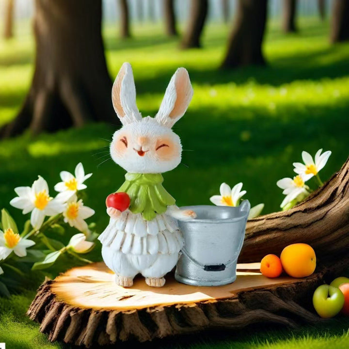 Adorable Rabbit Figurine with Lettuce Planter Kalsten